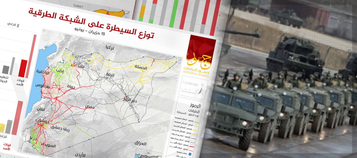 خارطة توزع السيطرة على الشبكة الطرقية 15 حزيران/يونيو